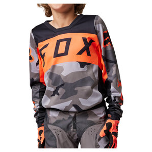 Fox 180 BNKR Youth Jersey Grau Camouflage Orange